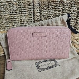 Authentic Gucci Microguccissima Zip-Around Wallet - Pink (Like New)